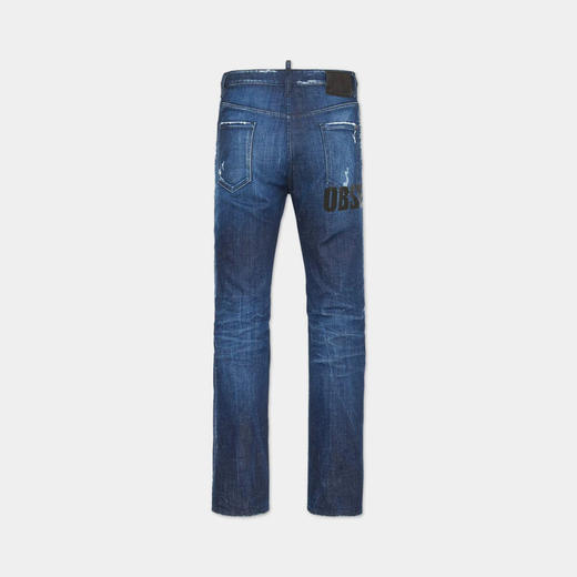 DSQUARED2 男士字母徽标印花棉质休闲牛仔裤 深蓝色 S71LB1701 D30010 470 商品图1