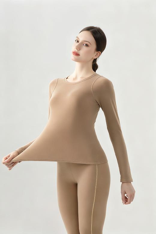 官网1099！卡戴珊莱赛尔天丝德绒秋衣秋裤套装女优可丝修身打底保暖内衣 商品图4