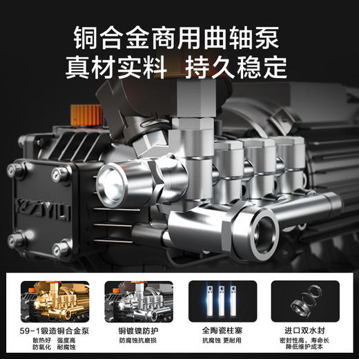 亿力商用洗车机大功率清洗机9026G水泵高压水枪强力洗地刷车神器家用 商品图2