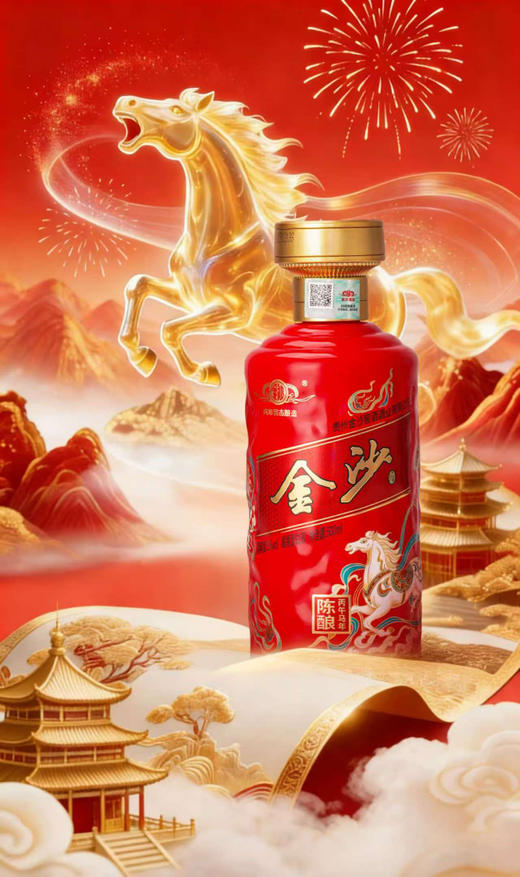 【新品首发】金沙陈酿 丙午马年 53度 酱香型白酒 500ml单瓶 500ml*6原箱 商品图0