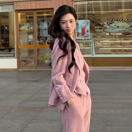 法小曼*子珍专款/粉色主持人西装三件套气质职场主持穿搭 商品图7