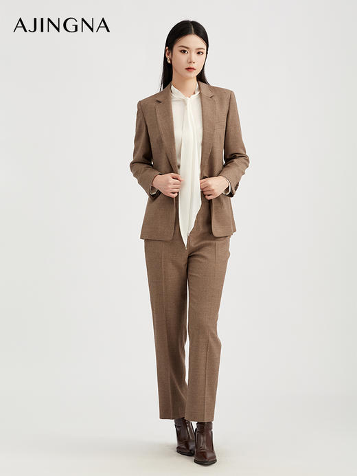 【商场同款】阿菁娜冬季新款高羊毛含量西裤垂顺挺括双效显瘦立体剪裁零束缚轻商务通勤A30Q110078 商品图1