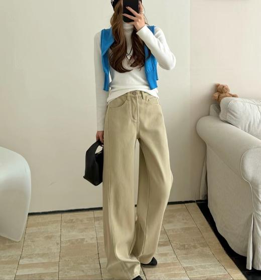 老米优品🎈高品质！韩里韩气，一条过冬《100%棉🍂加绒弯刀小窄腿直筒牛仔裤》微拖地，密密绒里温暖舒适，显瘦绝绝子！K251224A 商品图6