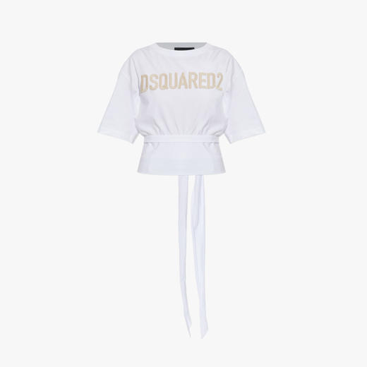 DSQUARED2 女士字母徽标刺绣棉质圆领短袖T恤 白色 S72GD0583 D20020 100 商品图0