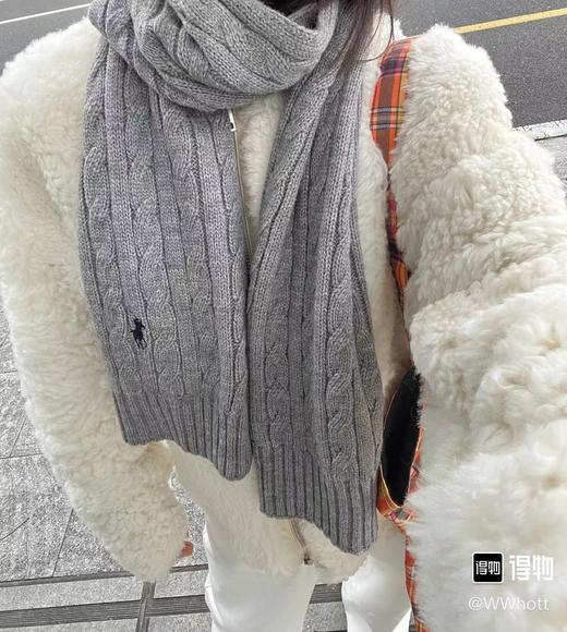 D122469基础款保暖柔软舒适两色麻花针织羊毛围巾 商品图9