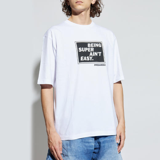 DSQUARED2 男士字母徽标印花棉质圆领短袖T恤 白色 S71GD1610 D20020 100 商品图1