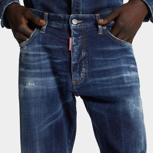 DSQUARED2 男士字母徽标印花棉质休闲牛仔裤 深蓝色 S71LB1705 S30664 470 商品图2