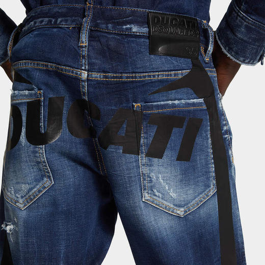 DSQUARED2 男士字母徽标印花棉质休闲牛仔裤 深蓝色 S71LB1705 S30664 470 商品图3