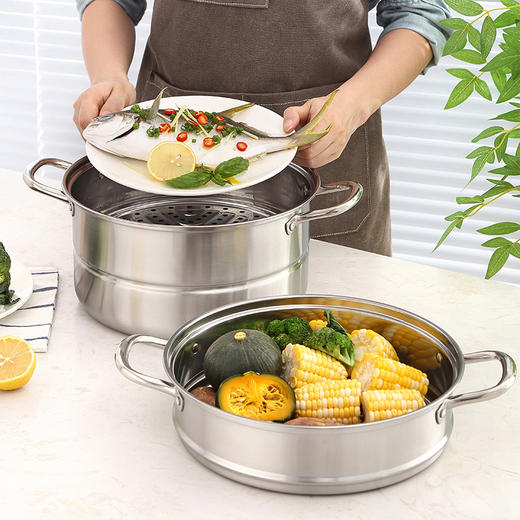 美穗吉家 大容量不锈钢两层多用蒸锅28cm 商品图3