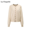 天猫同步【基础款时髦look~】拉夏贝尔/La Chapelle绵羊毛+桑蚕丝圆领花边针织开衫慵懒毛衣设计感上衣 商品缩略图1