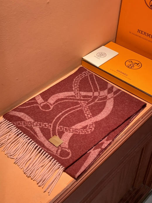 秋冬特惠💰350 爱马仕 巴黎时装展商务男士女士羊毛围巾 商品图4