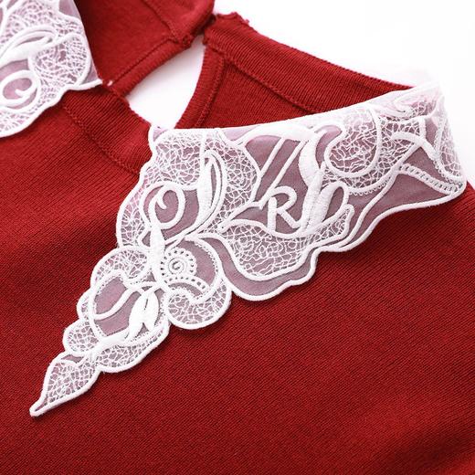 「高货wl」全新升级【铂金会员183/天猫239/差价56】(04229)洛诗琳蕾丝刺绣领针织衫2025秋冬绵羊毛混纺打底上衣女 商品图3