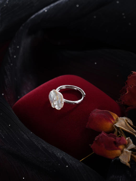 子佩集【清荷结露】银S925珍珠惜王妃戒指【SPR0290001】3mm小珠12*13mm巴洛克2512 商品图6