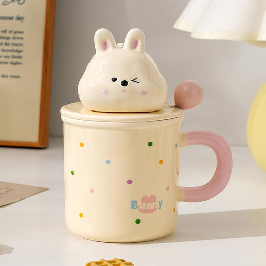 400ml萌趣可爱兔兔杯带盖带勺陶瓷杯-纪念日百货门店同款167997210 商品图1