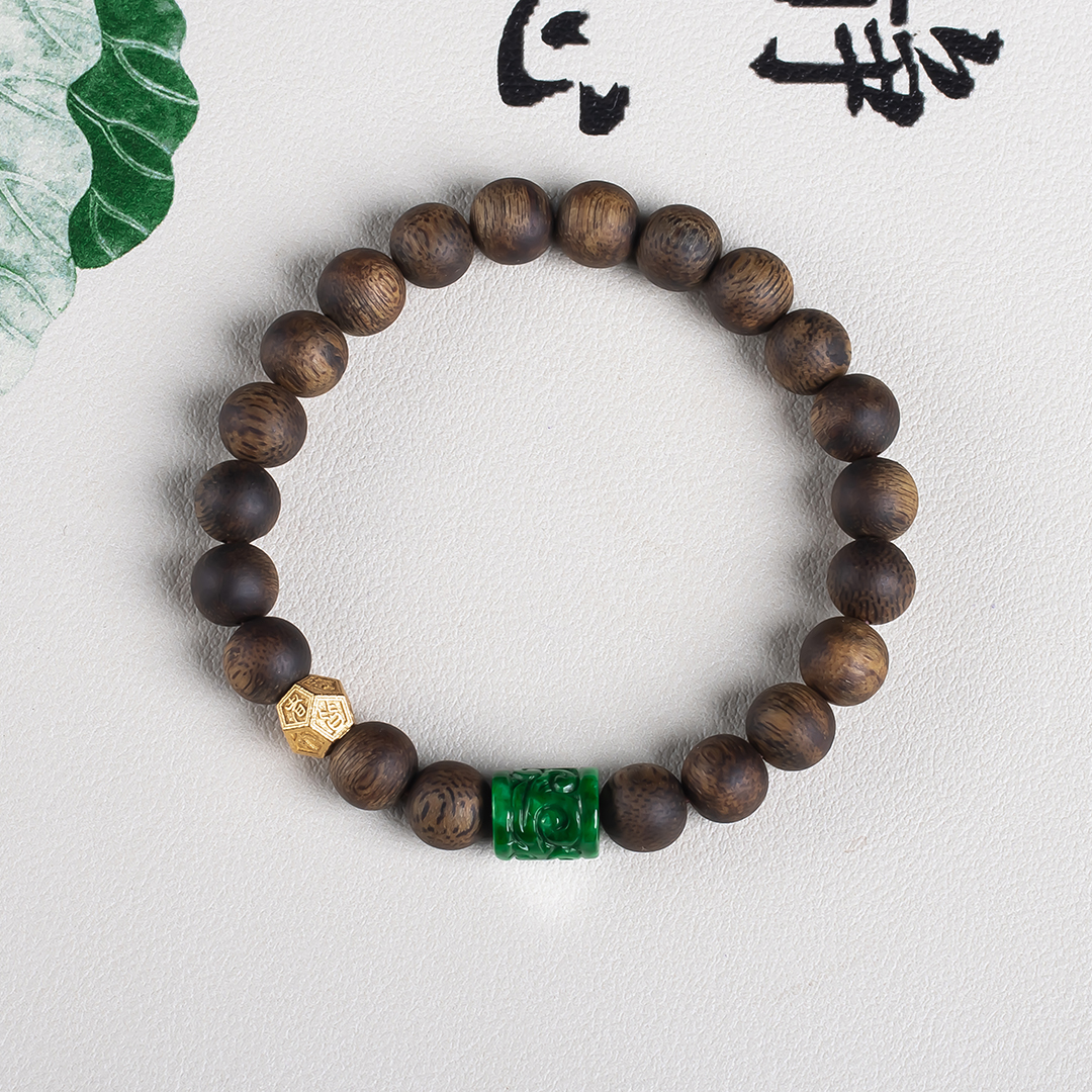 xy0654沉香+翡翠手串