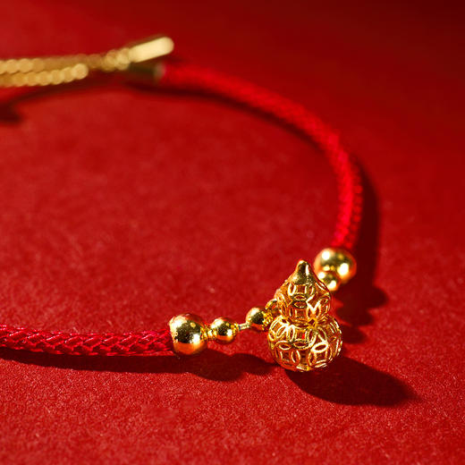【“红”运相伴  耀启新年】三彩2026新款镂空金葫芦手链红绳 商品图3