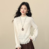 【12/24新品6.5折】熙世界温柔风法式杏色蕾丝打底衫女秋冬长袖木耳边半高领内搭上衣 商品缩略图3