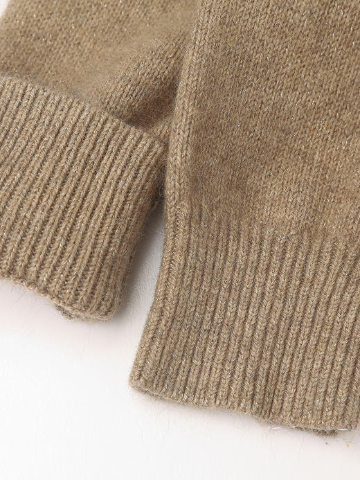 氛围感拉满 暖调驼色 V 领坑条肌理 宽松落肩款软糯舒适针织毛衣 商品图3