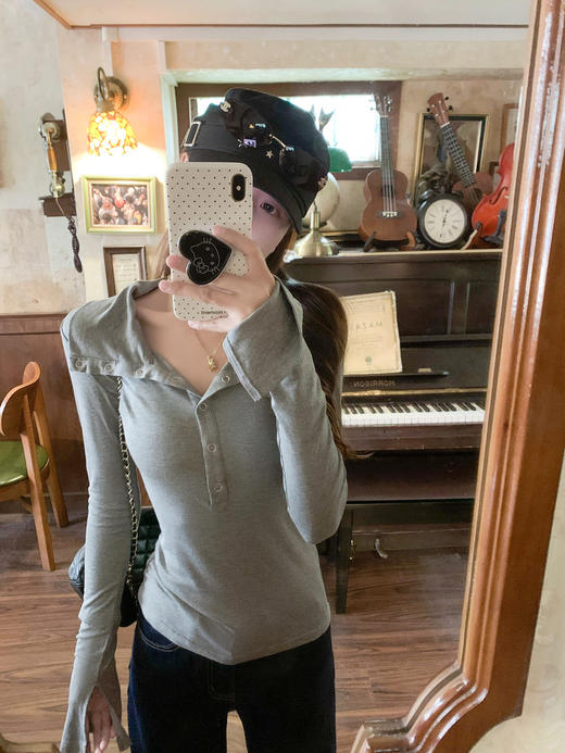 <曾小咸推荐>现货秒杀 ！微信超特价！2色韩系翻领喇叭袖t恤 日常119.99 立减50 秒杀69.99！！ 商品图5