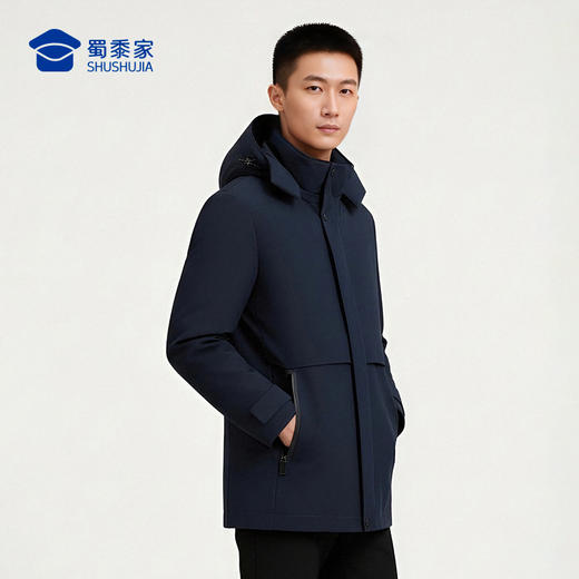 【实付满399送保温杯】【中长款商务通勤三合一风衣外套】户外保暖长袖上衣 连帽宽松休闲羽绒夹克外套WT514 商品图8