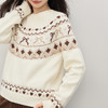 【12/24新品6.5折】熙世界复古圣诞穿搭费尔岛毛衣女2025秋冬新款加厚宽松圆领针织衫 商品缩略图3