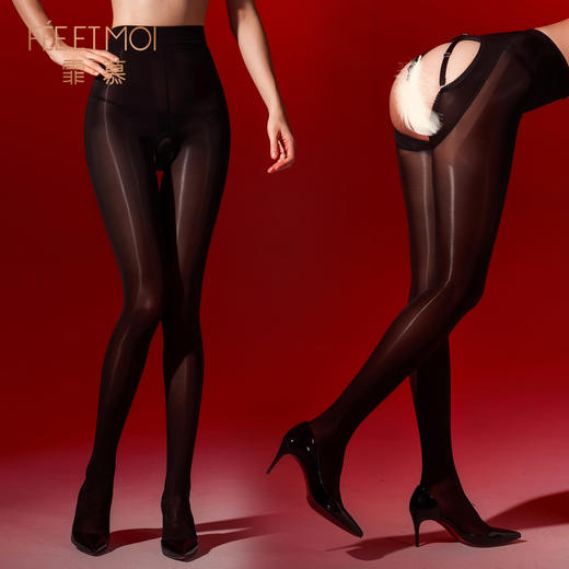 霏慕 吊带勒肉露臀马油连裤丝袜7309 商品图2