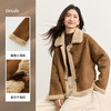 【12/24新品5.5折】熙世界复古港风皮毛一体外套冬季女装仿麂皮绒毛绒牛角扣短款大衣 商品缩略图1