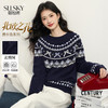 【12/24新品6.5折】熙世界复古圣诞穿搭费尔岛毛衣女2025秋冬新款加厚宽松圆领针织衫 商品缩略图0