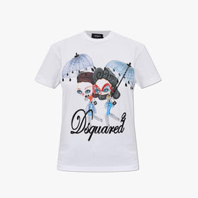 DSQUARED2 女士徽标贴片棉质圆领短袖T恤 白色 S72GD0613 D20020 100