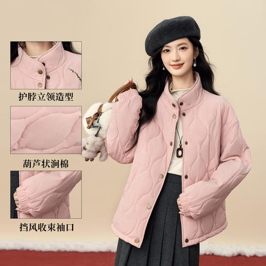 【年货节】熙世界【双面两穿棉服】学院风宽松立领短款棉衣冬季女装保暖外套 商品图1