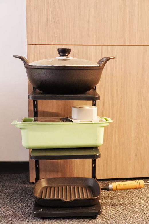 🌸一个顶十个❗❗还厨房一个干净整洁【Trees&wind锅具收纳架】 🌳多层可调节，各种锅具杂物都能分区摆放 ✅层高可随意调节，各种尺寸的锅都能放 商品图4