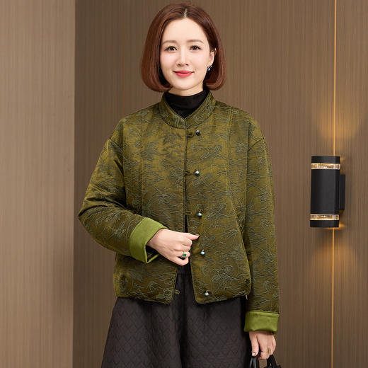 OSL 88K02羽绒服香云纱鹅绒服国风妈妈装高端宽松大码 商品图1