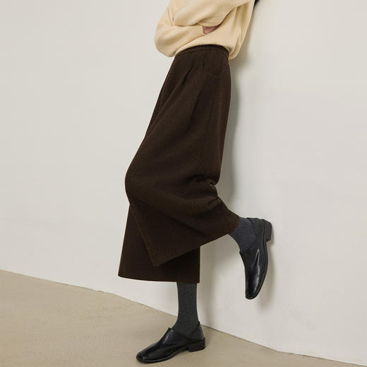 【12/24新品6.5折】熙世界黑灰色八分毛呢直筒裤女2025秋冬加厚小个子休闲高腰阔腿裤 商品图4