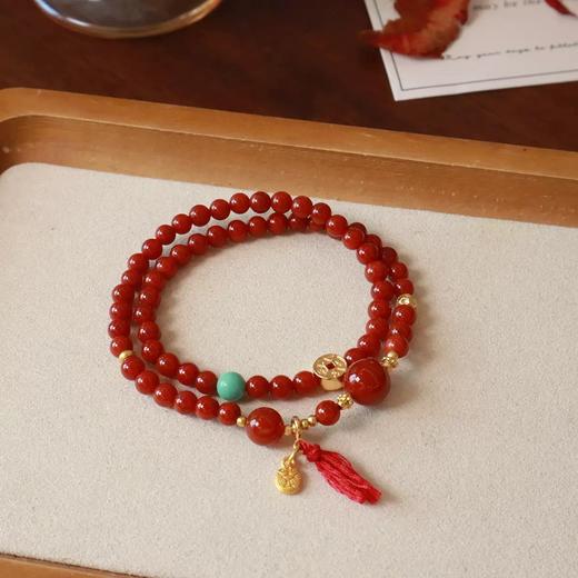 【八方来财·南红玛瑙双圈手串】敦煌小众红玛瑙新中式手串系列女仿南红国风设计款本命年平安好运 商品图3