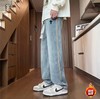 D122423新款两色贴皮标重工水洗串标加绒加厚牛仔裤 商品缩略图1