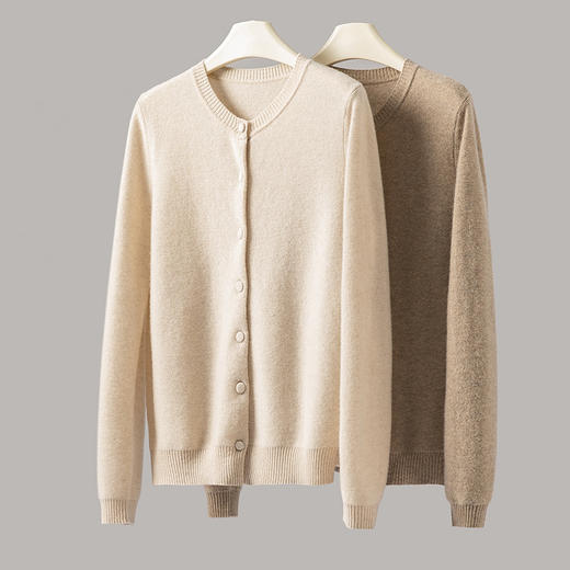 100%Baby小山羊绒~圆领百搭包扣羊绒开衫女外套BABY25155 商品图2