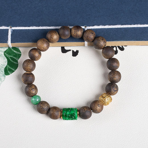 xy0656沉香+翡翠手串 商品图7