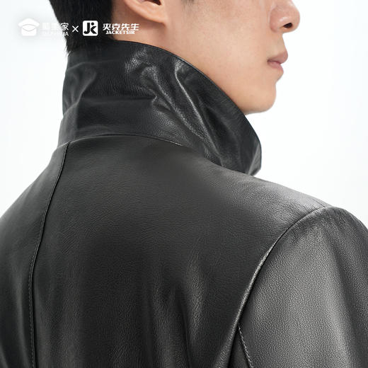 【实付满399送保温杯】【头层绵羊皮商务翻领夹克】翻领通勤外套防风保暖皮衣夹克 商品图7