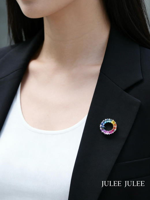 JULEE JULEE茱俪珠宝 18K玫瑰金/白金彩虹蓝宝石吊坠胸针两用款 商品图7