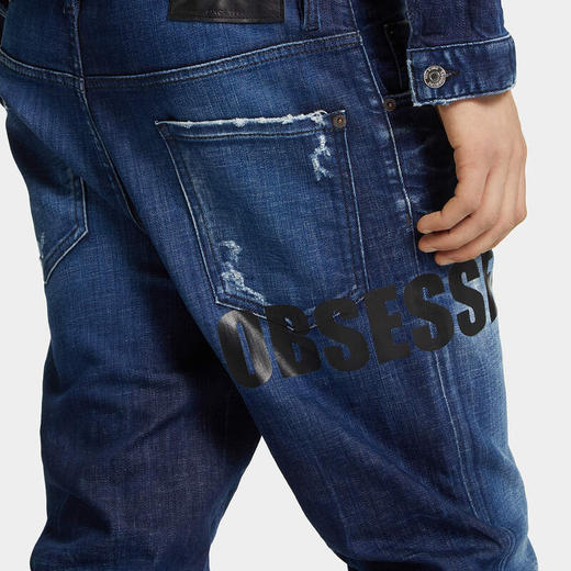 DSQUARED2 男士字母徽标印花棉质休闲牛仔裤 深蓝色 S71LB1701 D30010 470 商品图3