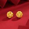Winy S925 银镀金 金盏花球耳饰 立体镂空设计 合成立方氧化锆闪耀点缀 甜美元气小众耳饰 商品缩略图0