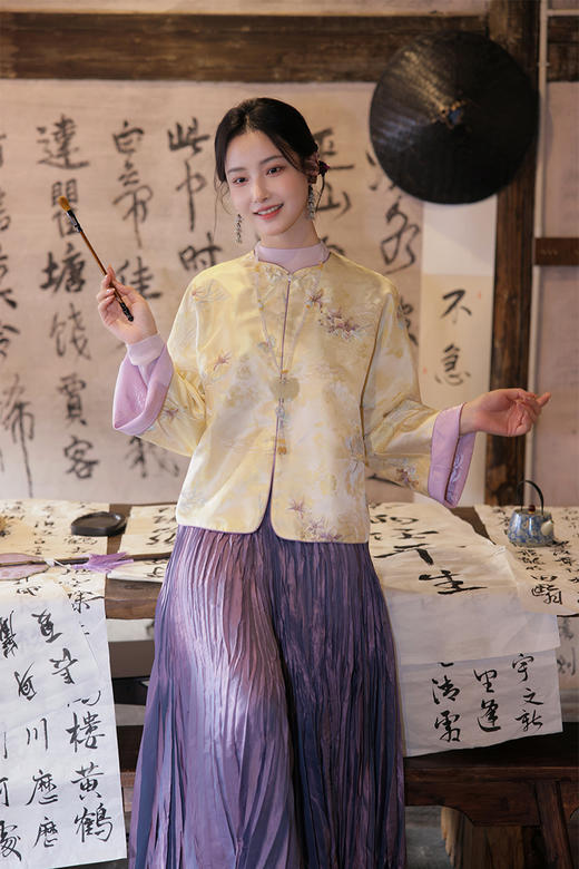 逸红颜明月优选#古典刺绣新中式外套【棠曲】温柔花卉扇子刺绣，古朴新中式连肩袖 商品图14