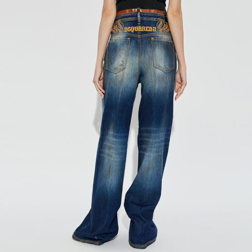 DSQUARED2 女士字母徽标刺绣休闲牛仔裤 深蓝色 S72LB0877 D30011 470 商品图2