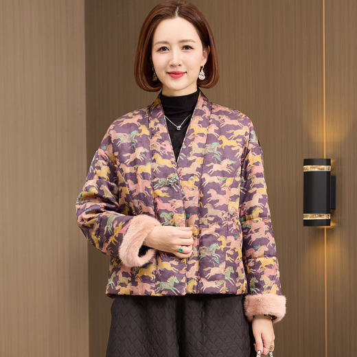 OSL 88K03水貂毛袖口可拆卸保暖羽绒服加厚白鹅绒服外套 商品图0