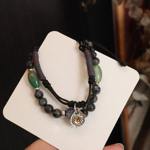 【图画石玛瑙藏风手绳】敦煌小众中古原创小众秋冬编织手链复古风串珠手绳情侣手作手串国风配饰女 商品图4