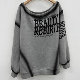 NC一字领描边喷漆长袖卫衣50720（灰）秋季 253040240321