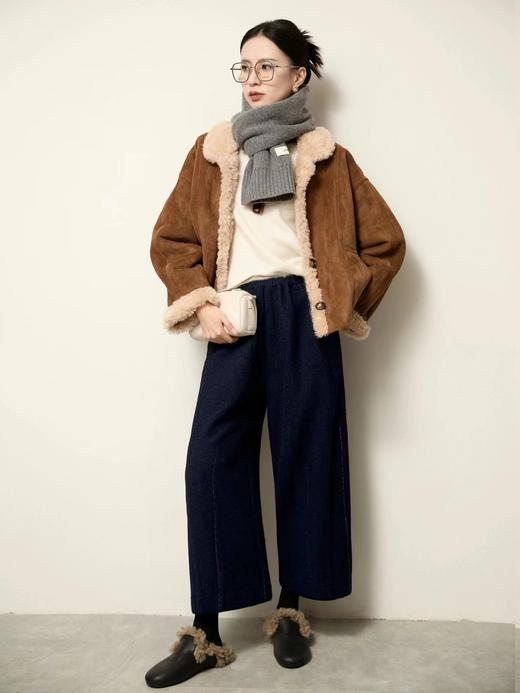 D122427花纱柏林裤！冬季保暖加厚磨毛松紧高腰山本羊毛毛呢马丘裤 商品图7