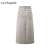 拉夏贝尔/La Chapelle休闲百搭做旧水洗后开衩A字牛仔半身裙 商品缩略图1
