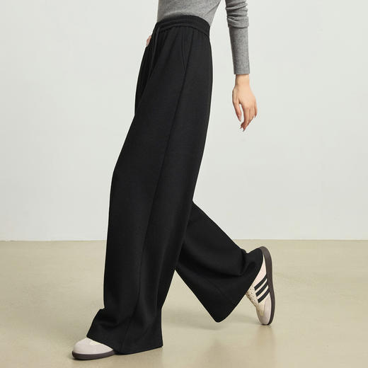 【12/24新品6.5折】熙世界软糯针织阔腿裤女秋冬今年流行梧桐裤高腰休闲直筒加绒裤子 商品图4