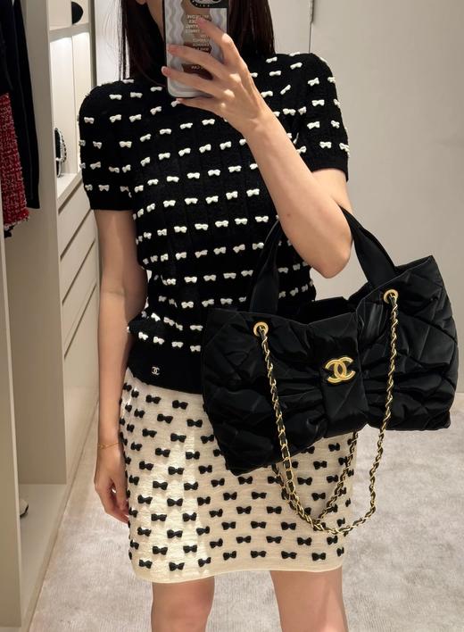 女款立体蝴蝶结短袖针织衫he025 商品图3